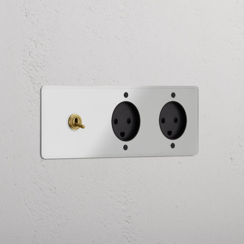 Kew Triple Toggle & 2x Danish Type K Socket - Clear Antique Brass | Black