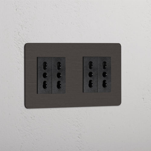 Kew Double 4x Bipasso Socket - Bronze | Black