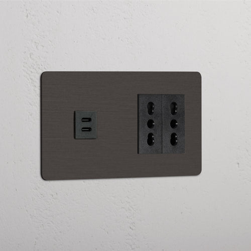 Kew Double USB-C 30W & 2x Bipasso Socket - Bronze | Black