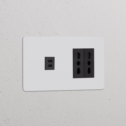 Kew Double USB-C 30W & 2x Bipasso Socket - Paintable | Black