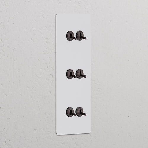 Kew Triple 6x Vertical Toggle Switch - Paintable Bronze