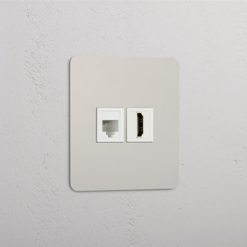 Single RJ45 & HDMI Module - Polished Nickel White