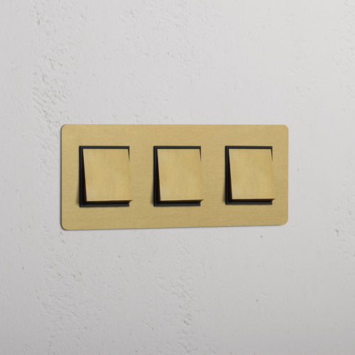 Triple 3x Rocker Switch - Antique Brass Black