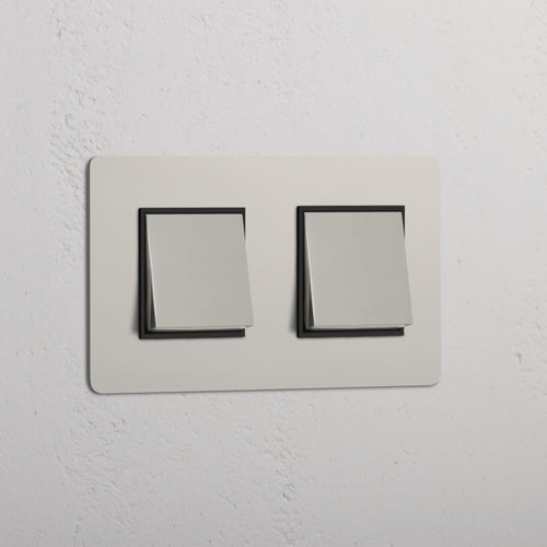 Double 2x Rocker Switch - Polished Nickel Black