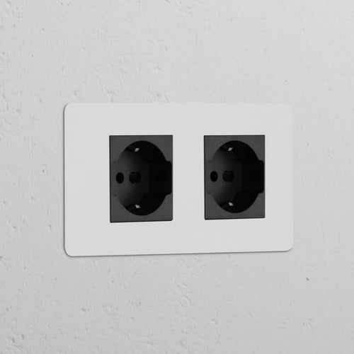 Kew Double 2x Schuko/Bipasso Power Module - Paintable | Black