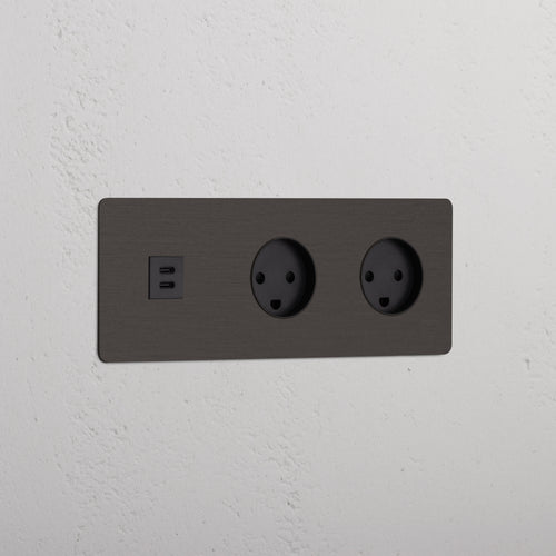 Kew Triple USB-C 30W & 2x Danish Type K Socket - Bronze | Black