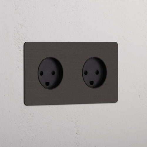 Kew Double 2x Danish Type K Socket - Bronze | Black