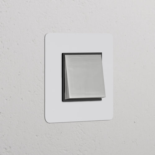 Kew Single Intermediate Rocker Switch - Paintable Polished Nickel | Black