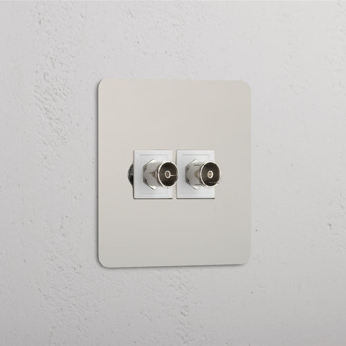Single 2x TV Module - Polished Nickel White