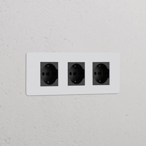 Kew Triple 3x Schuko/Bipasso Power Module - Paintable | Black